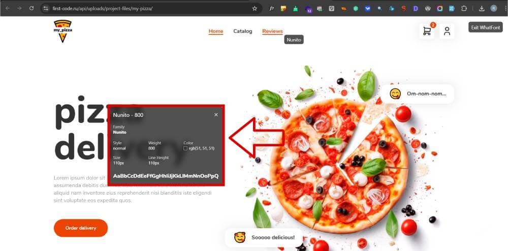 Расширение WhatFont for Google Chrom