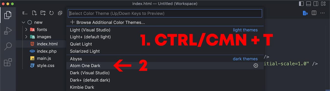 Расширение VSCode Atom One Dark Theme