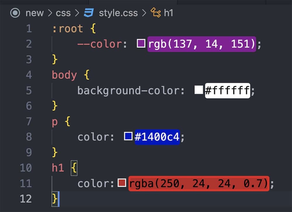 Расширение VSCode Color Highlight